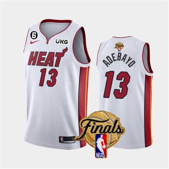 Men%27s Miami Heat #13 Bam Adebayo White 2023 Finals Association Edition With NO.6 Patch Stitched Basketball Jersey->miami heat->NBA Jersey